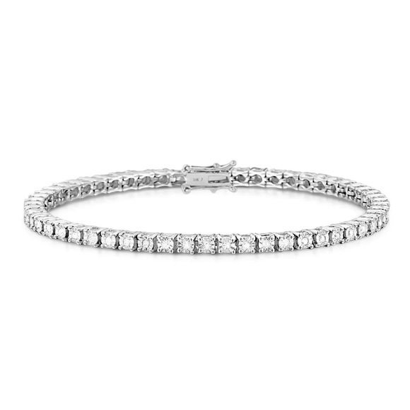 Diamond Tennis Bracelet in 18k White Gold Vermeil